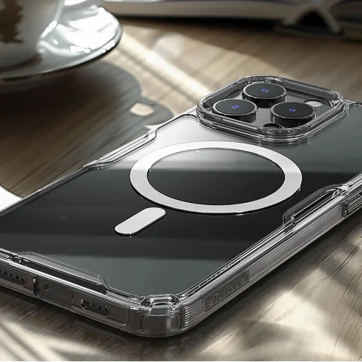 Nillkin Nature Pro mágneses tok MagSafe funkcióval iPhone 16-hoz - Átlátszó & Fehér - 9