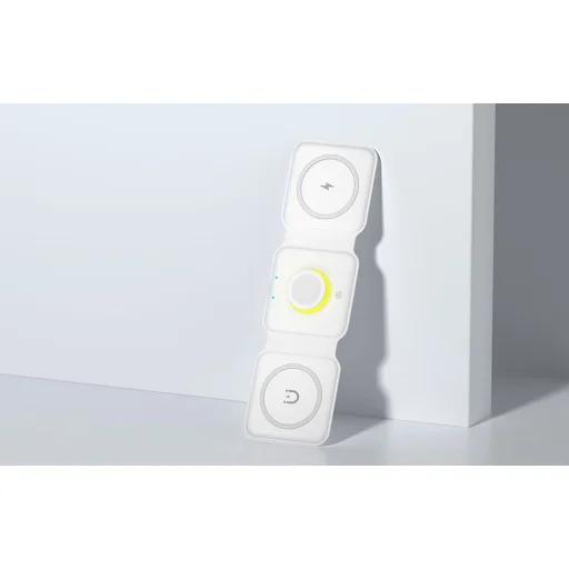 Mágneses vezeték nélküli töltőállomás, Essager, EWXCX3-NMC02, 3 az 1-ben, 15W (fehér) - 2