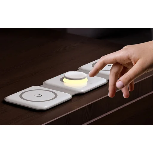 Mágneses vezeték nélküli töltőállomás, Essager, EWXCX3-NMC02, 3 az 1-ben, 15W (fehér) - 4