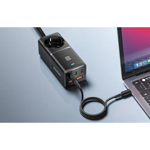 Fali töltő, Essager, ECTAC-BRB01-Z, GaN, 3xUSB-C, 2xUSB-A, AC csatlakozó, 75W (fekete) - 4