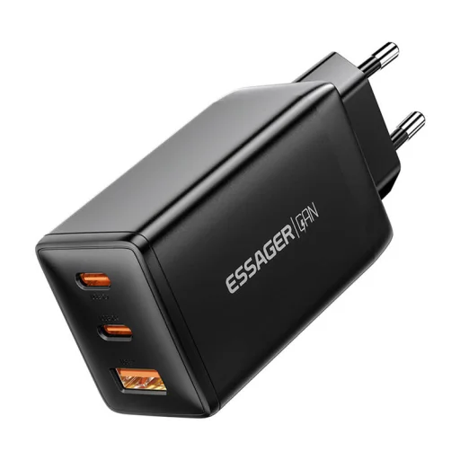 Fali töltő, Essager, ECTAC-DYB01-Z, GaN, 2xUSB-C, USB-A, 67W (fekete) - 1