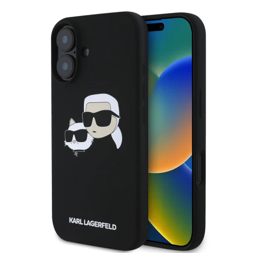  iPhone 16 Plus Fekete Karl Lagerfeld Liquid Silicone Double Heads MagSafe tok - 1