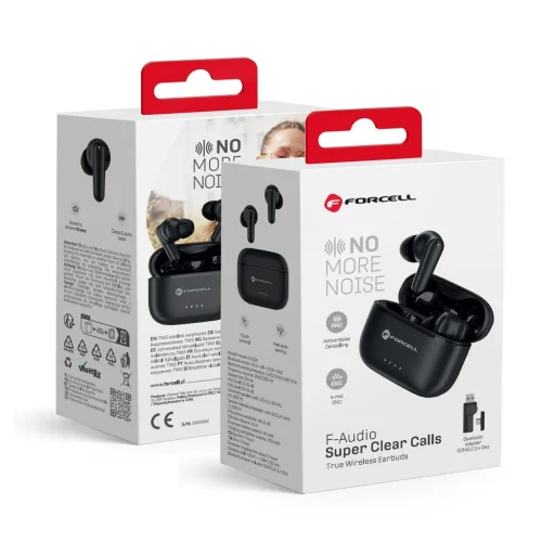 FORCELL F-AUDIO Super Clear Calls vezeték nélküli fülhallgató bluetooth TWS ANC + ENC + DONGLE fekete - 3