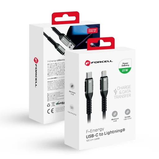 FORCELL F-ENERGY C259 kábel Type C - Lightning PD 3A 27W Cafule 1,2 m fekete - 1