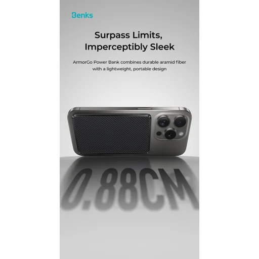 Benks Power bank 5000mAh MP15 ArmorGo - Type C - mágneses vezeték nélküli töltés fekete - 6