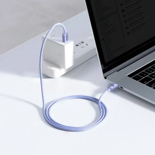 Baseus CAJY000605 Crystal Shine sorozat adatkábel USB-C - USB-C 100W 1,2 m Lila - 7