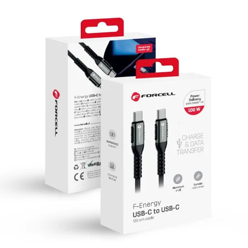 FORCELL F-ENERGY C260 Type-C to Type-C QC4.0 PD 5A 100W Cafule kábel 1,2 m fekete - 1