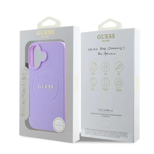  iPhone 16 lila Guess PU Grained Classic Logo MagSafe tok - 6