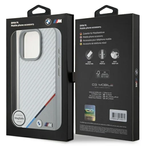 iPhone 16 Pro Max Sivé Originálne BMW M Carbon Tricolor Line Magsafe BMHMP16X23PUDTS puzdro - 8