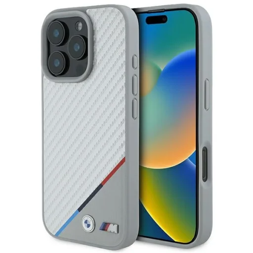 iPhone 16 Pro Max Sivé Originálne BMW M Carbon Tricolor Line Magsafe BMHMP16X23PUDTS puzdro - 1