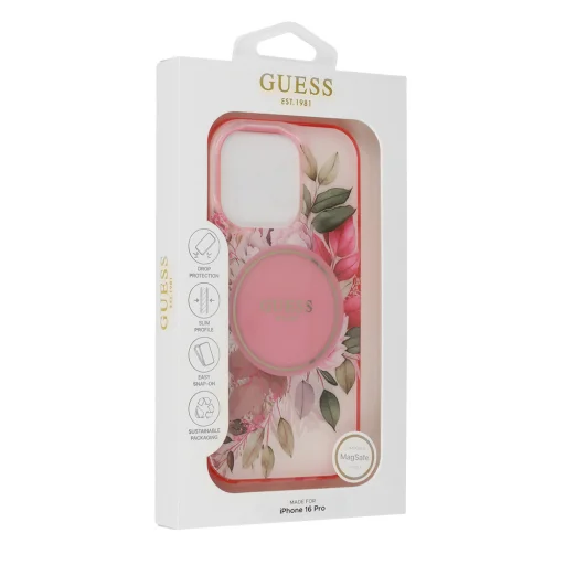  iPhone 16 Pro Max Rózsaszín GUESS Original Case IML Flower & Tonal Circle Magsafe GUHMP16XHFWBDCEP tok - 1