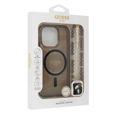  iPhone 16 Fekete Eredeti GUESS IML Glitter Pearl Pánttal Magsafe GUHMP16SHGCRELSK tok