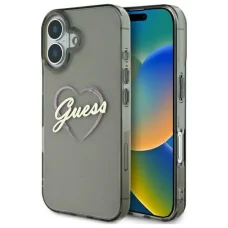  iPhone 16 Plus Fekete Original Case GUESS IML Heart GUHCP16MHCHGSPK tok
