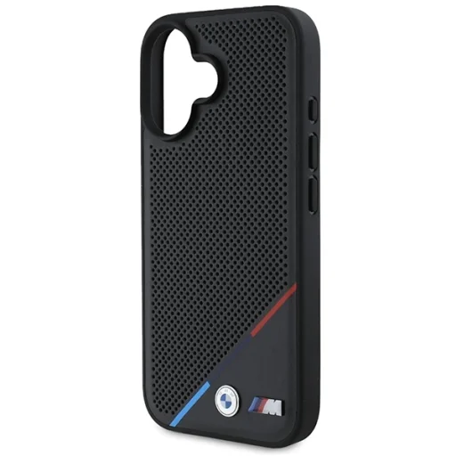  iPhone 16 fekete Eredeti BMW M perforált trikolor vonal Magsafe BMHMP16S23PUPDK tok - 6