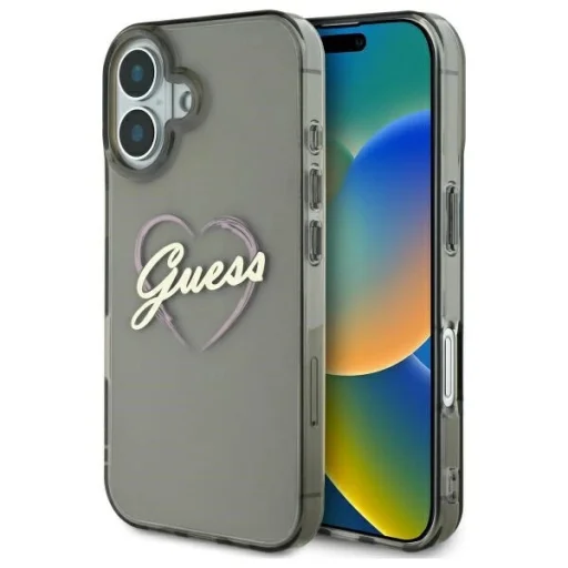  iPhone 16 fekete Eredeti GUESS IML Heart GUHCP16SHCHGSPK tok - 1
