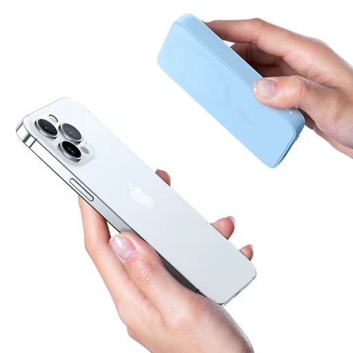 Benks Power bank 10000mAh MP07 - USB + Type C - mágneses indukciós töltéssel rózsaszín - 3