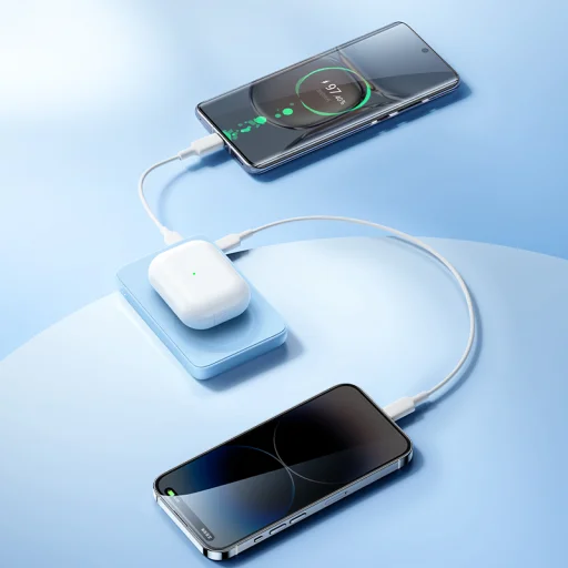 Benks Power bank 10000mAh MP07 - USB + Type C - mágneses indukciós töltéssel rózsaszín - 7