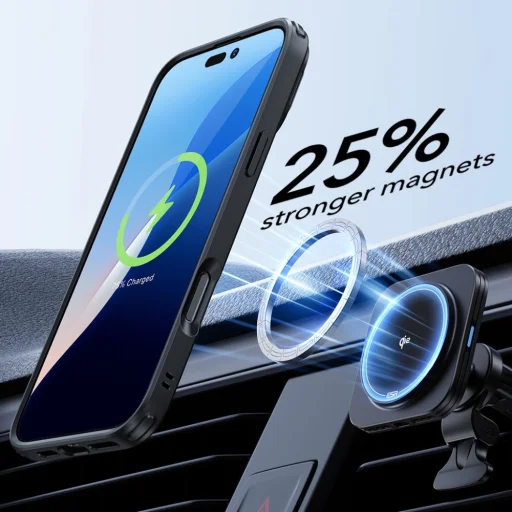  iPhone 16 Átlátszó/Fekete ESR Classic Hybrid Kickstand HaloLock MagSafe & Edzett üveg tok - 4