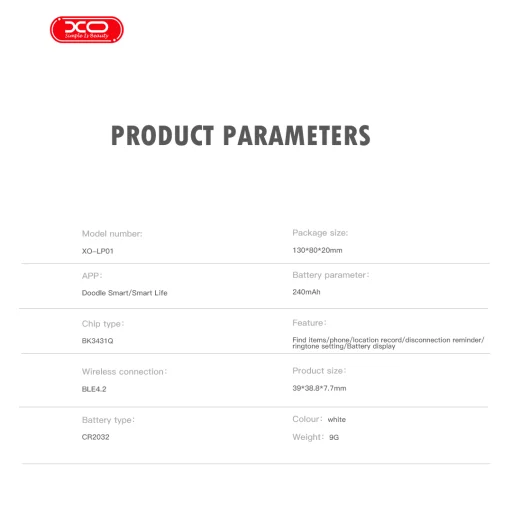 XO Bluetooth lopásgátló helymeghatározó LP01 fehér - 4