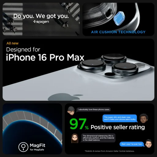  iPhone 16 Pro Max Black/Silver Spigen Enzo Aramid Mag Magsafe tok - 12