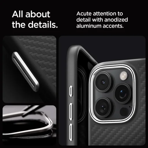  iPhone 16 Pro Max Black/Silver Spigen Enzo Aramid Mag Magsafe tok - 13