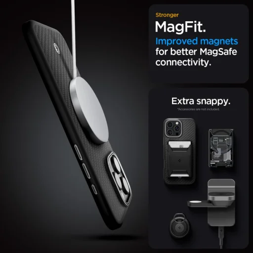  iPhone 16 Pro Max Black/Silver Spigen Enzo Aramid Mag Magsafe tok - 14