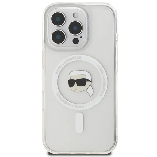  iPhone 16 Pro Max Átlátszó Karl Lagerfeld IML Karl Head Metal Frame MagSafe tok - 3