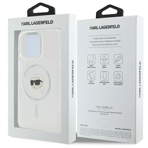  iPhone 16 Pro Max Átlátszó Karl Lagerfeld IML Karl Head Metal Frame MagSafe tok - 8