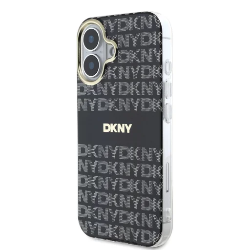  iPhone 16 Fekete DKNY PC/TPU Repeat Pattern Tonal Stripe Magsafe tok - 3