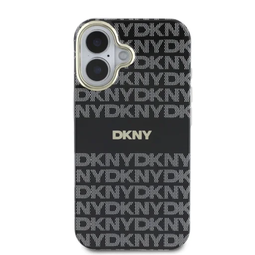  iPhone 16 Fekete DKNY PC/TPU Repeat Pattern Tonal Stripe Magsafe tok - 2