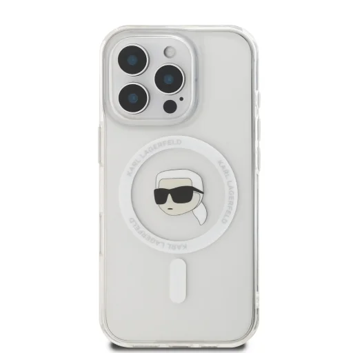  iPhone 16 Pro átlátszó Karl Lagerfeld IML Karl Head Metal Frame MagSafe tok - 2