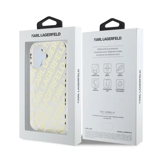  iPhone 16 Arany Karl Lagerfeld IML Elektroplasztikus Ismétlődő Logo tok - 6