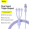 Baseus Cable Flash Series II 3 in 1 - USB + Type C to Type C, Lightning, Micro USB - 100W 1,2 méter (CASS030105) lila thumbnail