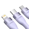 Baseus Cable Flash Series II 3 in 1 - USB + Type C to Type C, Lightning, Micro USB - 100W 1,2 méter (CASS030105) lila thumbnail