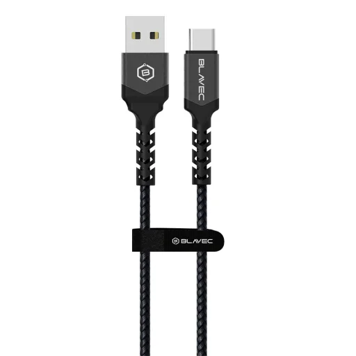 Blavec Cable Raptor fonott - USB to Type C - 2A 3 méter (CRA-UC2BG30) fekete-szürke - 2