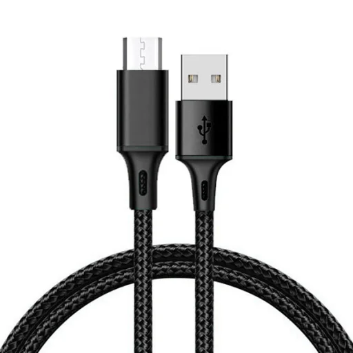 Kábel TÍPUS 2 - USB to Micro USB - fém csatlakozók QC 3.0 1 méter fekete - 1