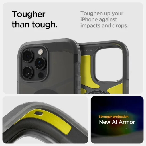  iPhone 16 Pro Max Fekete Spigen Tough Armor Mag Magsafe Frost tok - 12