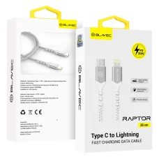 Blavec kábel Raptor fonott - Type C Lightning - PD 20W 2,4A 0,25 méter (CRA-CL24WS025) fehér-ezüst