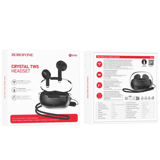Borofone TWS Bluetooth Fülhallgató BW46 Ice flake fekete - 4
