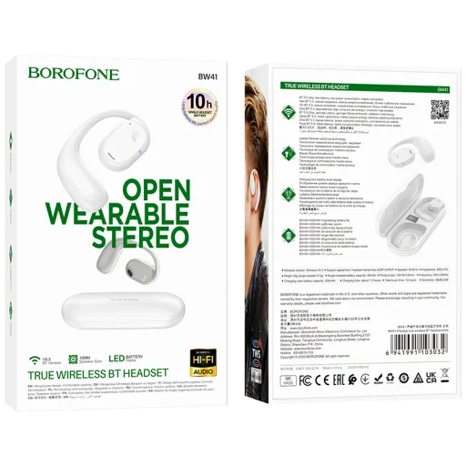 Borofone TWS Bluetooth fülhallgató BW41 Prestige Fehér - 5