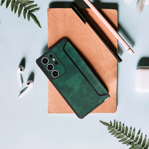 Razor Leather Book tok Samsung Galaxy S23 Plus sötétzöld - 8