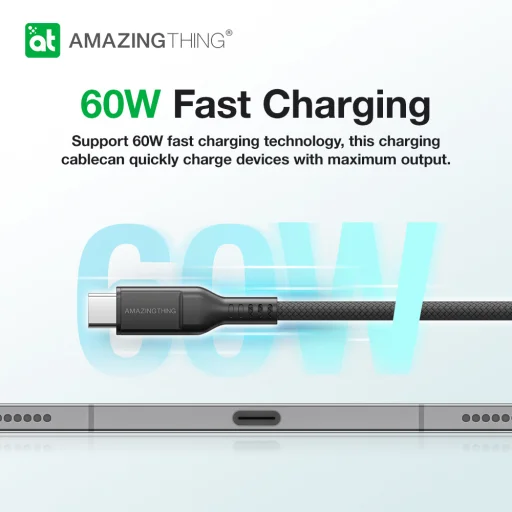 Amazing Thing Cable Thunder Pro CCC110MTHBK - Type C to Type C - PD 60W 4A 1,1 méter fekete - 4