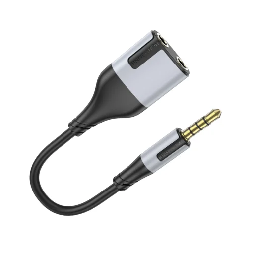 Borofone Cable BL19 Creator 2 az 1-ben - jack 3,5mm apa -> 2x jack 3,5mm anya - 15 cm fekete - 5