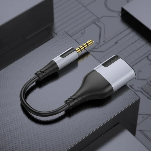 Borofone Cable BL19 Creator 2 az 1-ben - jack 3,5mm apa -> 2x jack 3,5mm anya - 15 cm fekete - 8