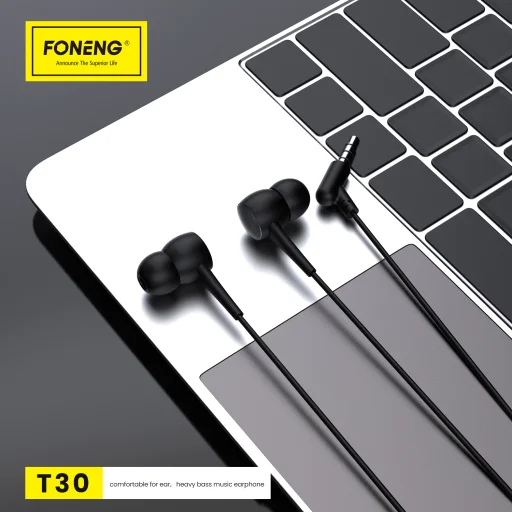 Foneng fülhallgató T30 mikrofonnal fekete - 2