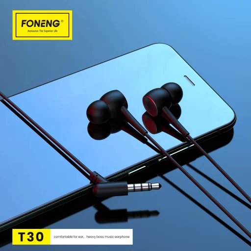 Foneng fülhallgató T30 mikrofonnal fekete - 3