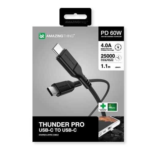 Amazing Thing Cable Thunder Pro CCC110MTHBK - Type C to Type C - PD 60W 4A 1,1 méter fekete - 9