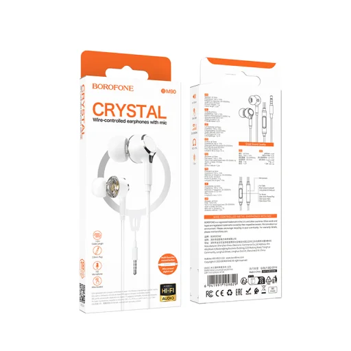 Borofone BM90 Miller fehér vezetékes fülhallgató mikrofonnal - 4
