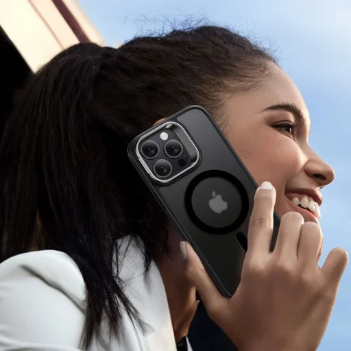  Apple iPhone 16 Pro Max Frosted Black Esr Classic Hybrid Kickstand Halolock Magsafe & Edzett üveg tok - 5