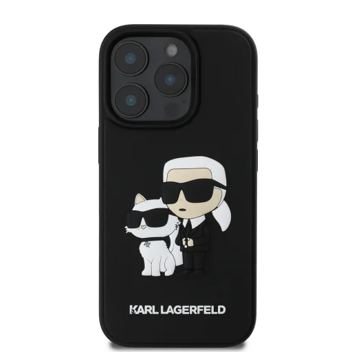  iPhone 16 Pro Max fekete Karl Lagerfeld PU Saffiano Karl és Choupette tok - 2